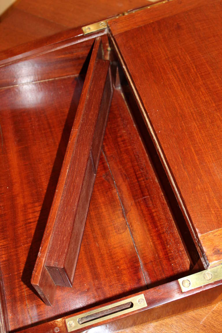 19th c Fine English Mahogany Ship Captain’s Writing Box or Lap Desk In Excellent Condition In Milford, NH