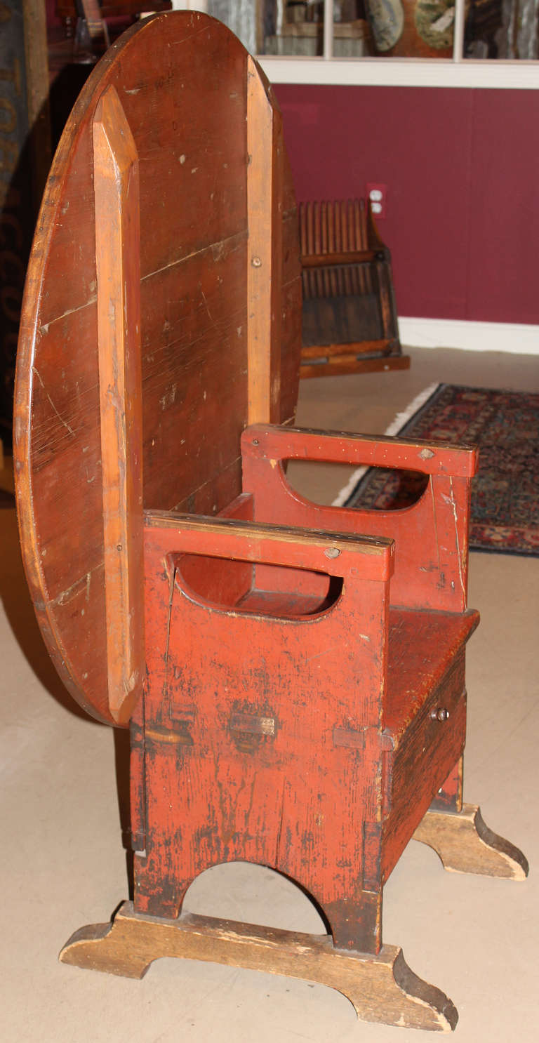 Red Painted Shoe Foot Chair or Hutch Table circa 1820 2