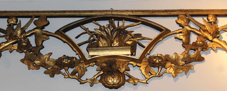 19th Century 19th c Carved & Gilded Chinese Architectural Screen or Valance For Sale