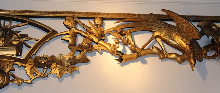 Giltwood 19th c Carved & Gilded Chinese Architectural Screen or Valance