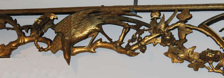 19th c Carved & Gilded Chinese Architectural Screen or Valance For Sale 1