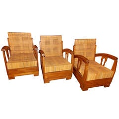 Three 1930's French Lounge Chairs, in the Style of Francis Jourdain 12