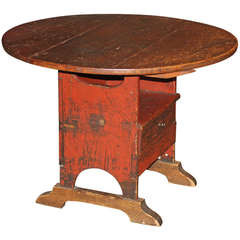 Antique Red Painted Shoe Foot Chair or Hutch Table circa 1820