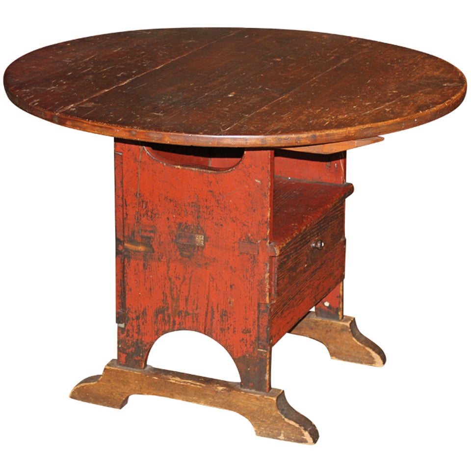 Red Painted Shoe Foot Chair or Hutch Table circa 1820