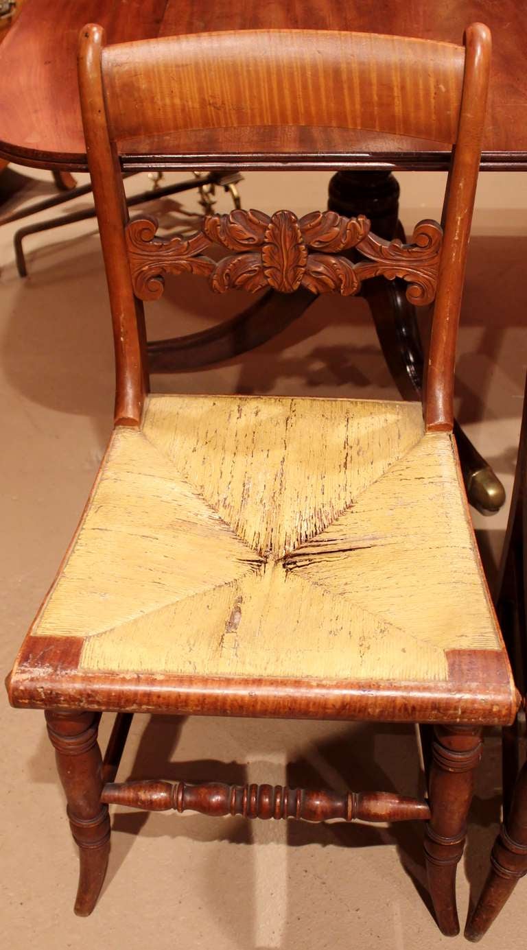 Set of Eight New England Tiger Maple Chairs, early 19th century 1