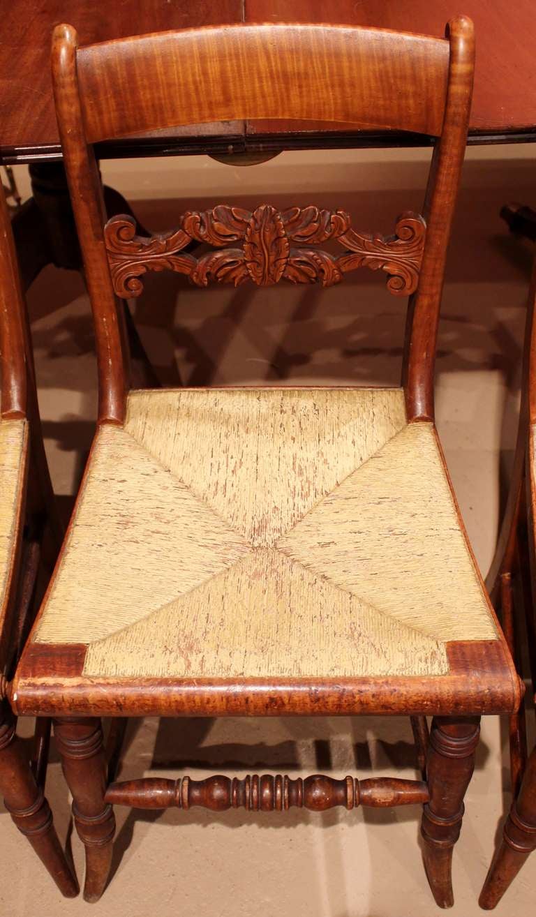 Set of Eight New England Tiger Maple Chairs, early 19th century 2