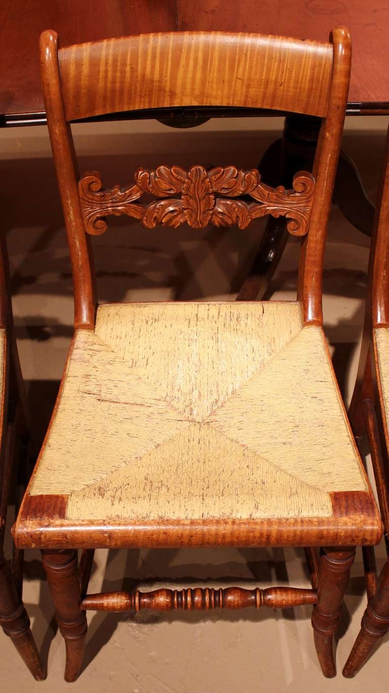 Set of Eight New England Tiger Maple Chairs, early 19th century 3