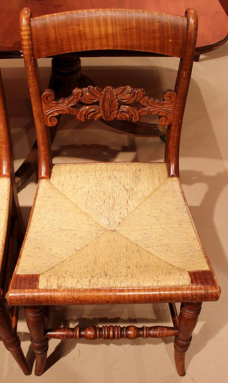 Set of Eight New England Tiger Maple Chairs, early 19th century 4