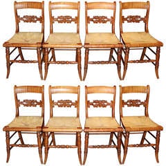 Set of Eight New England Tiger Maple Chairs, early 19th century