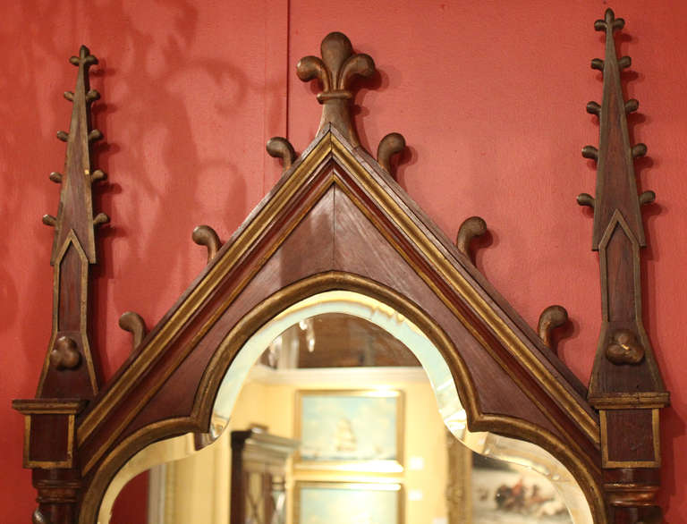 19th Century Gothic Revival Rosewood Mirror In Excellent Condition In Milford, NH