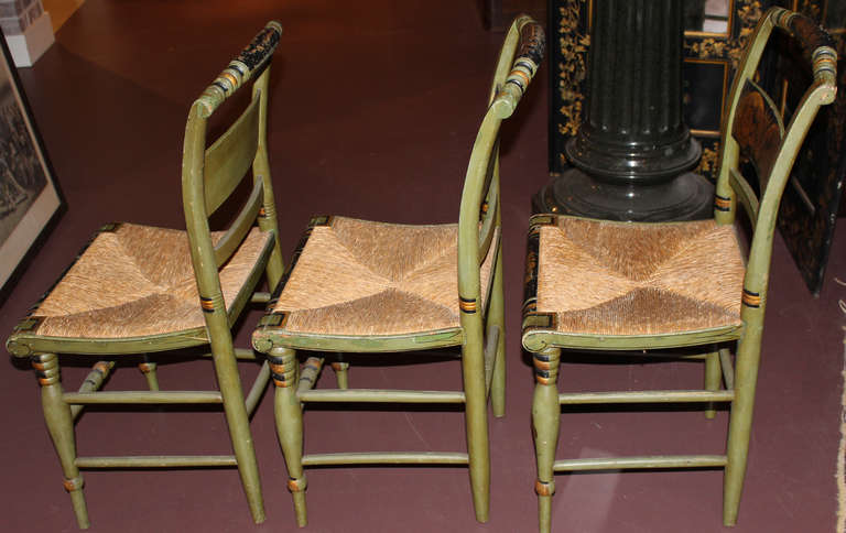Exceptional Set of Six 19th c American Fancy Chairs Decorated by Ruth Hicks 3