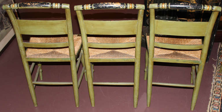 Exceptional Set of Six 19th c American Fancy Chairs Decorated by Ruth Hicks 4