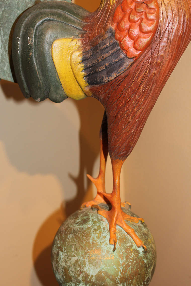 Thomas Langan Wooden and Tin Folk Art Sculpture of a Rooster 2