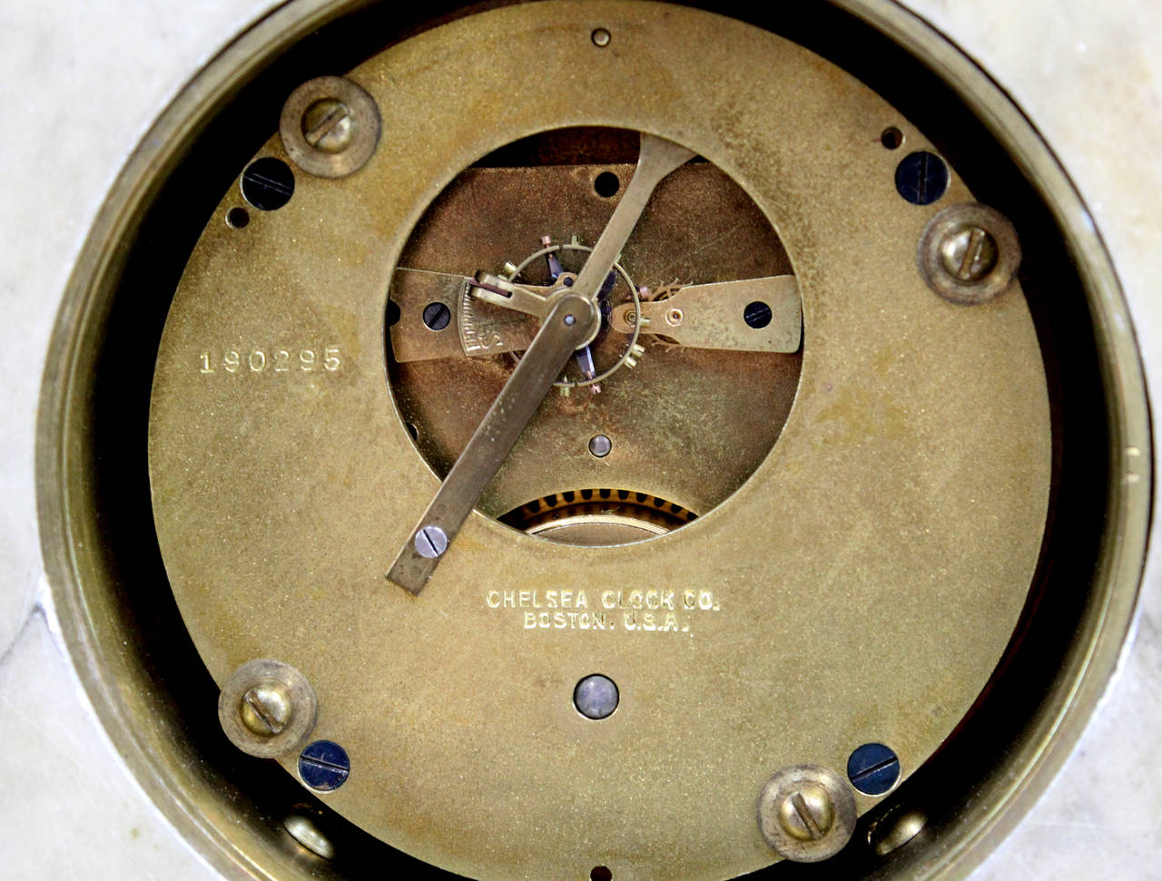 Brazilian Lapis Lazuli Mantel Clock in Chinese Motif, Signed Caldwell 2