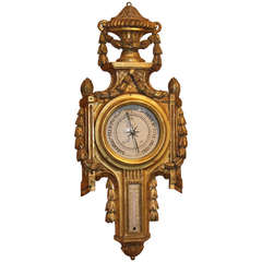 18th c French Carved Giltwood Barometer