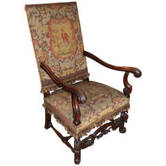 Continental 19th c Arm Chair with Needlepoint Upholstery