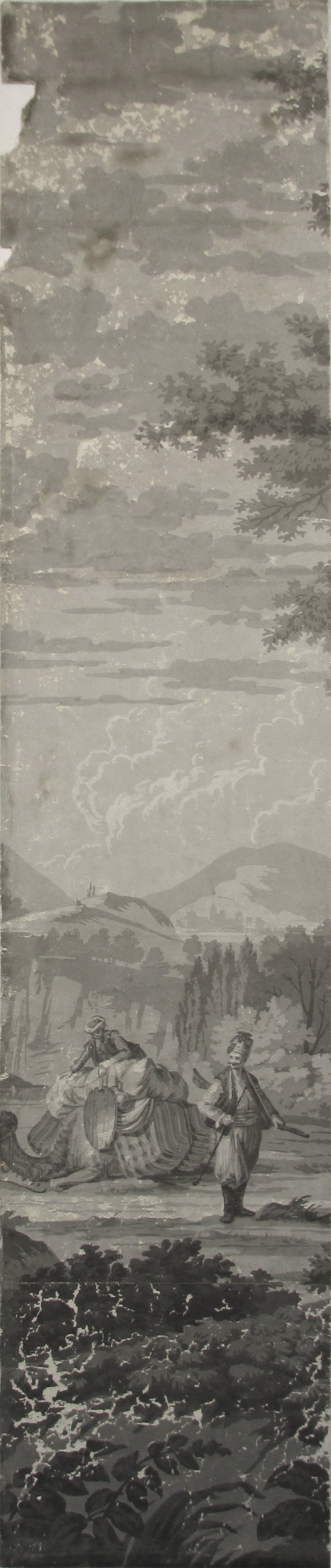 Joseph Dufour et Cie (1797-1820)
 
Scènes Turques after engravings from Comte de Choiseul-Gouffier
 
21 Wallpaper panels 
Circa 1815
 
Joseph Dufour trained in the wallpaper industry and worked in Lyon, which was a center for both the