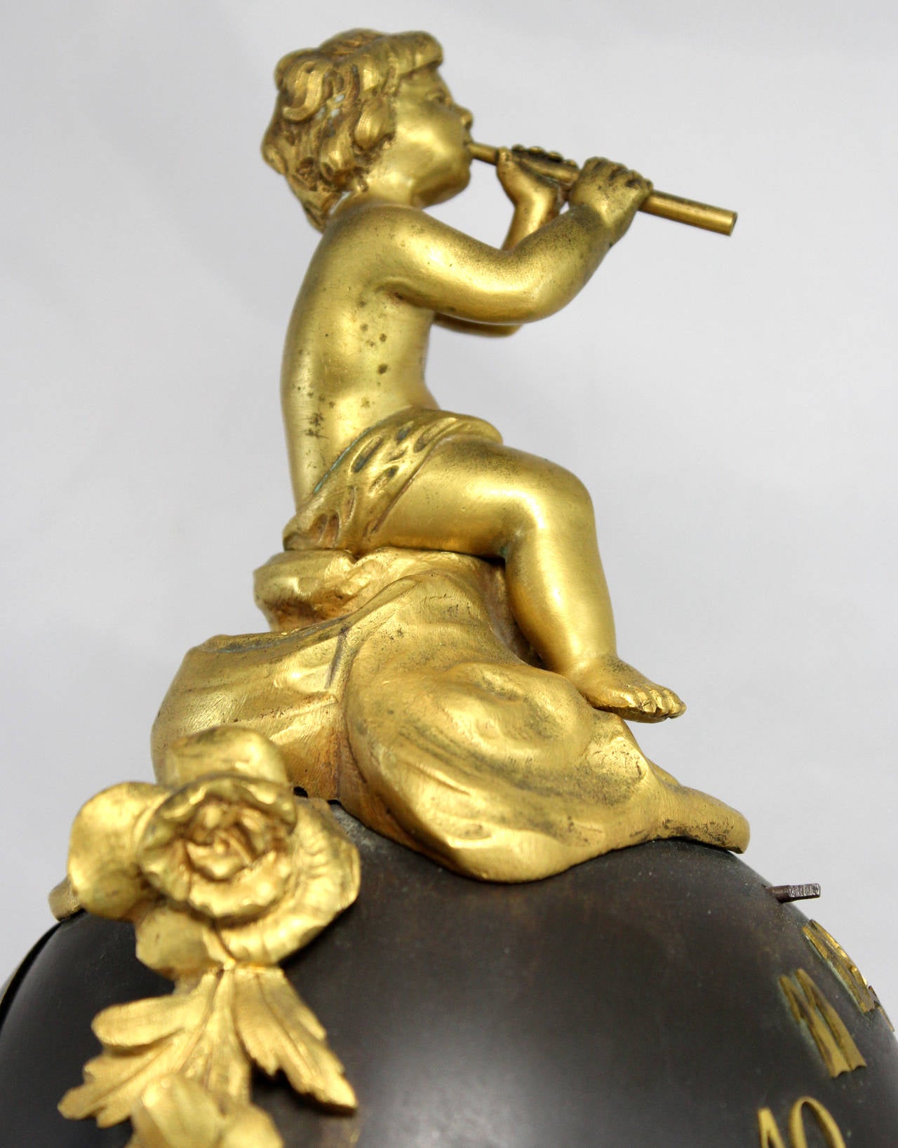 19th Century French Bronze Ormolu and Marble Figural Globe Mantel or Shelf Clock 5