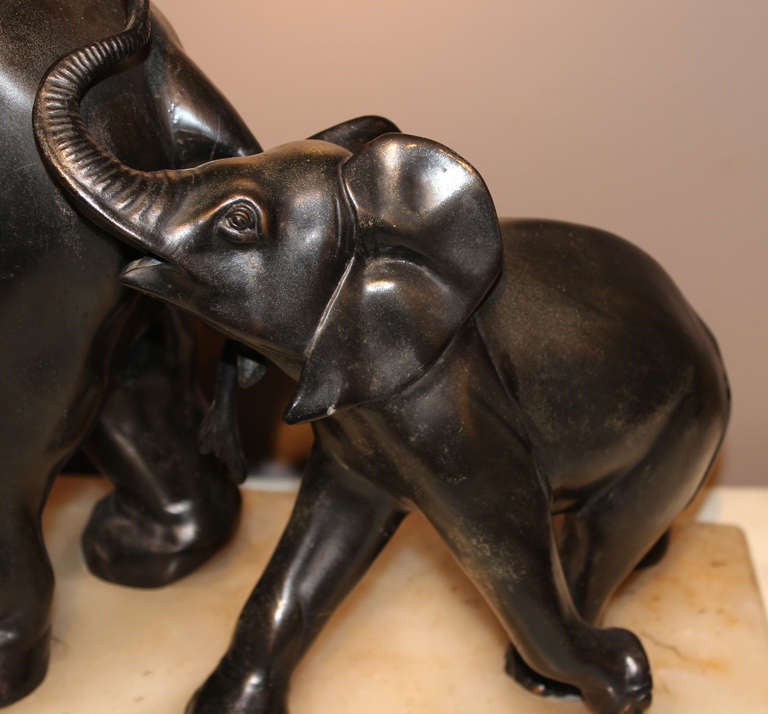 20th Century Irenee Rochard Art Deco Sculpture of Elephants