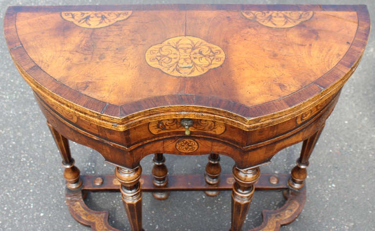 Needlepoint Pair of 19th Century Diminutive English George II Style Walnut Game Tables