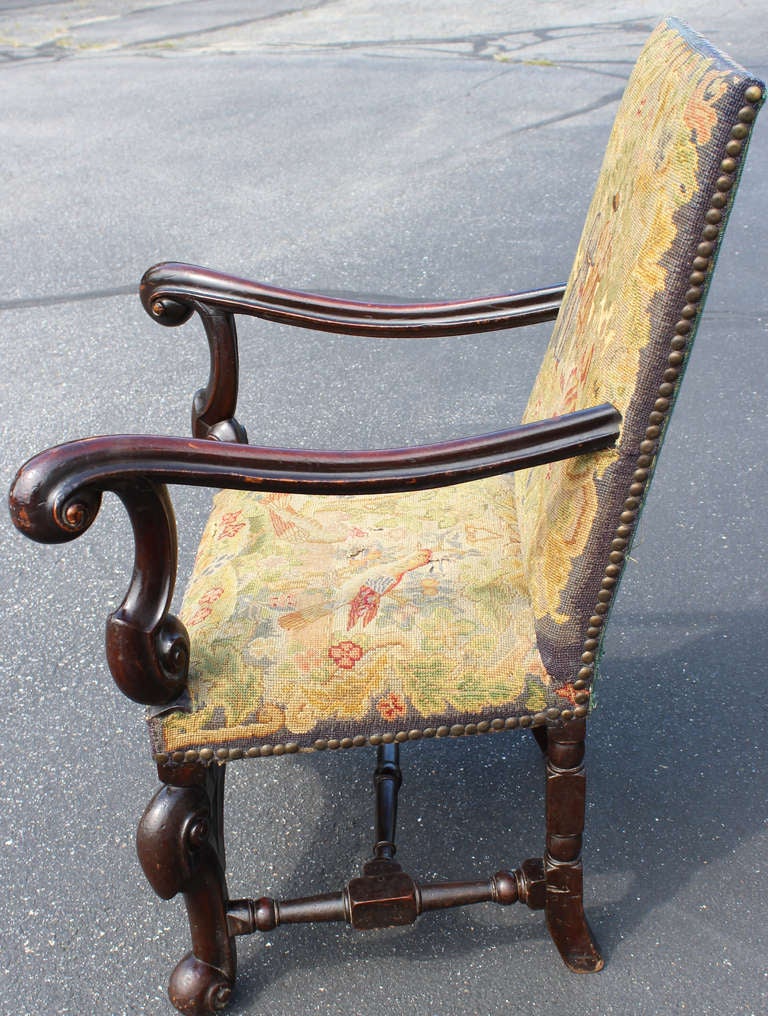 Pair of 19th c William & Mary Style Armchairs 2