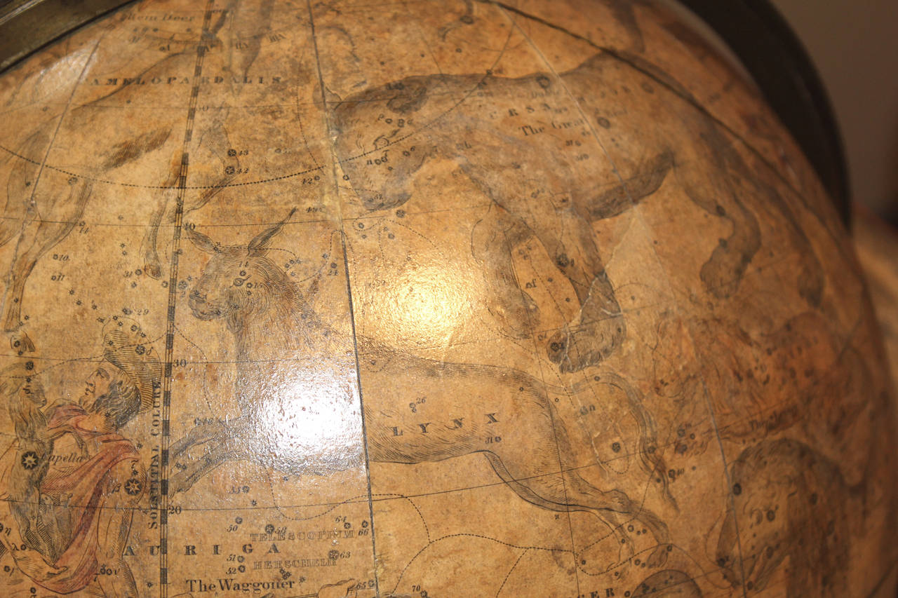 Pair of 19th Century J. Wilson Terrestrial, Celestial Globes on Table