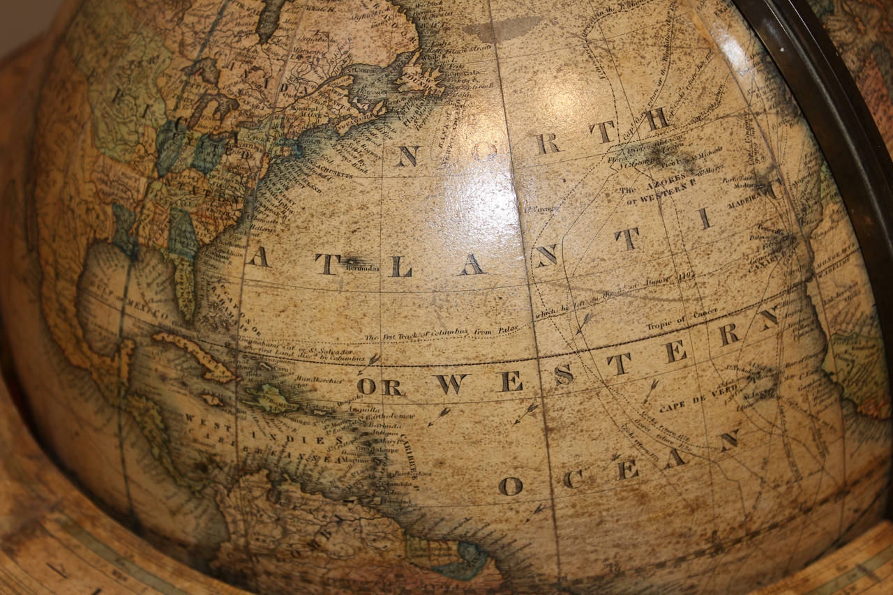 Pair of 19th Century J. Wilson Terrestrial, Celestial Globes on Table