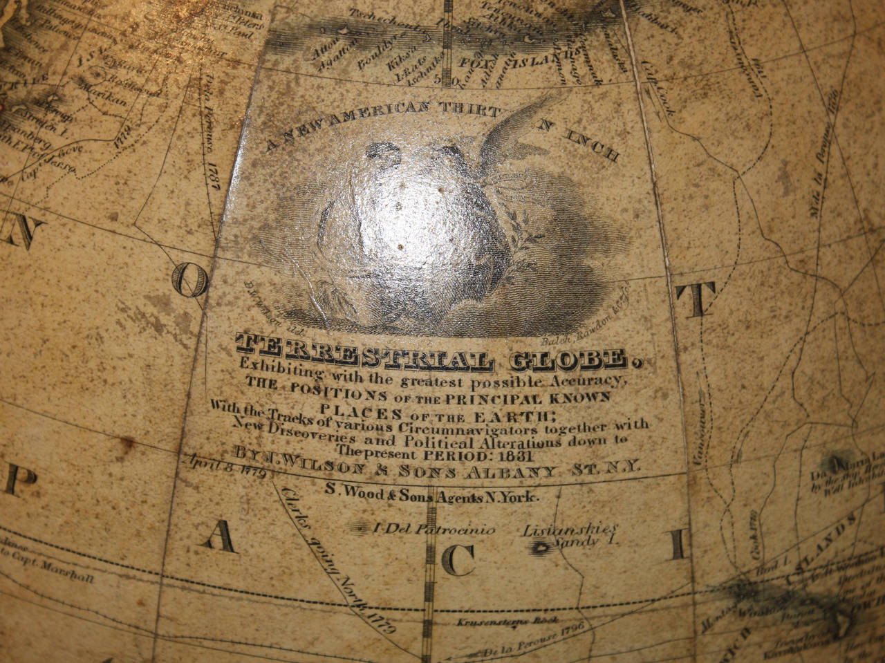 Pair of 19th Century J. Wilson Terrestrial, Celestial Globes on Table