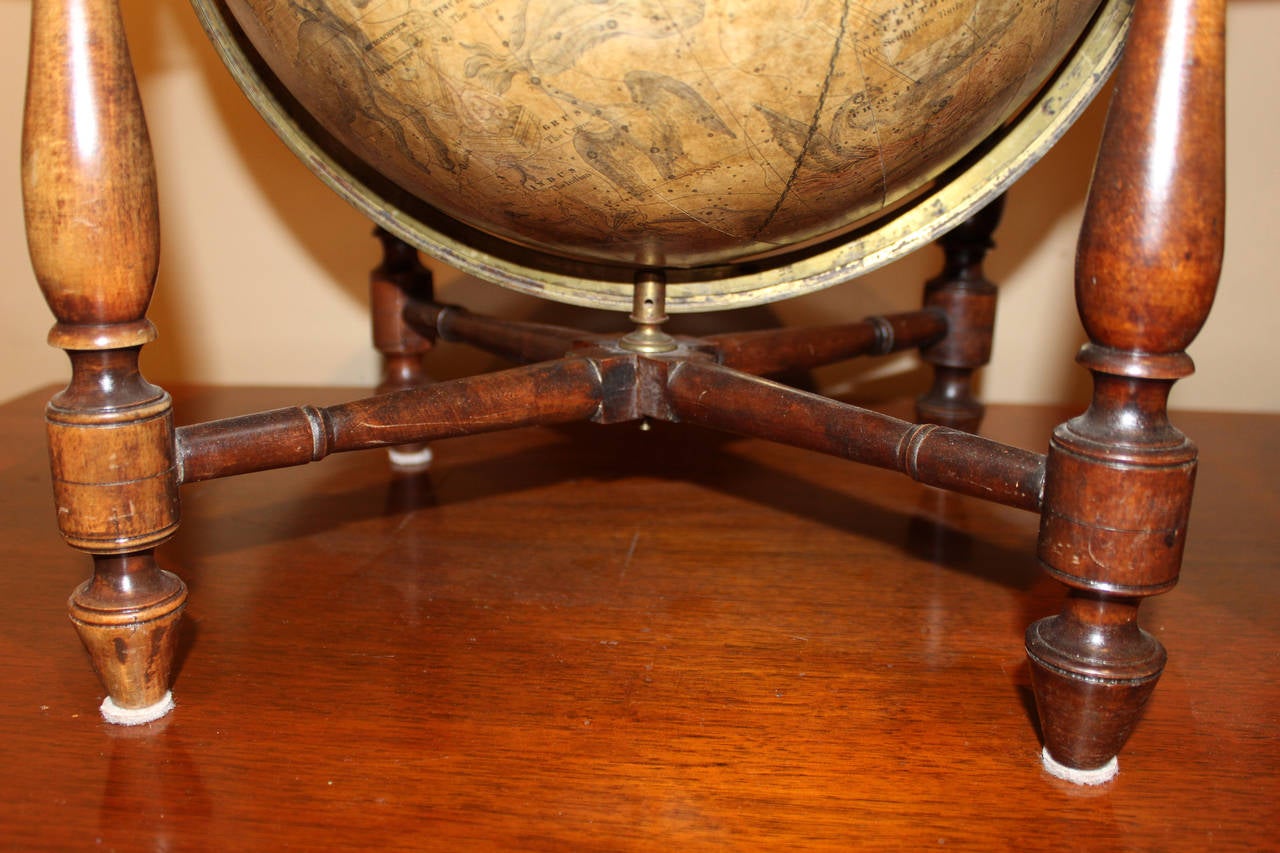 Pair of 19th Century J. Wilson Terrestrial, Celestial Globes on Table