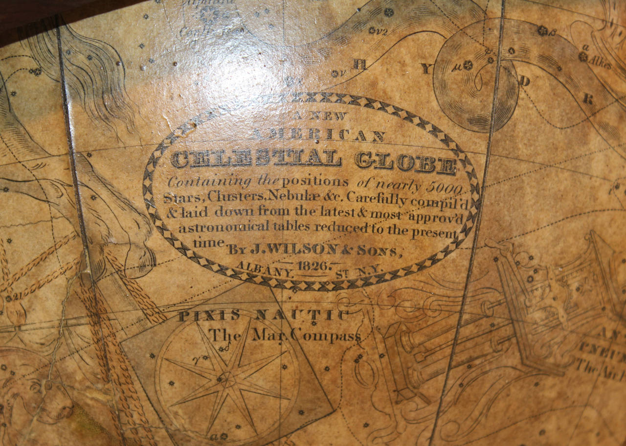 Pair of 19th Century J. Wilson Terrestrial, Celestial Globes on Table