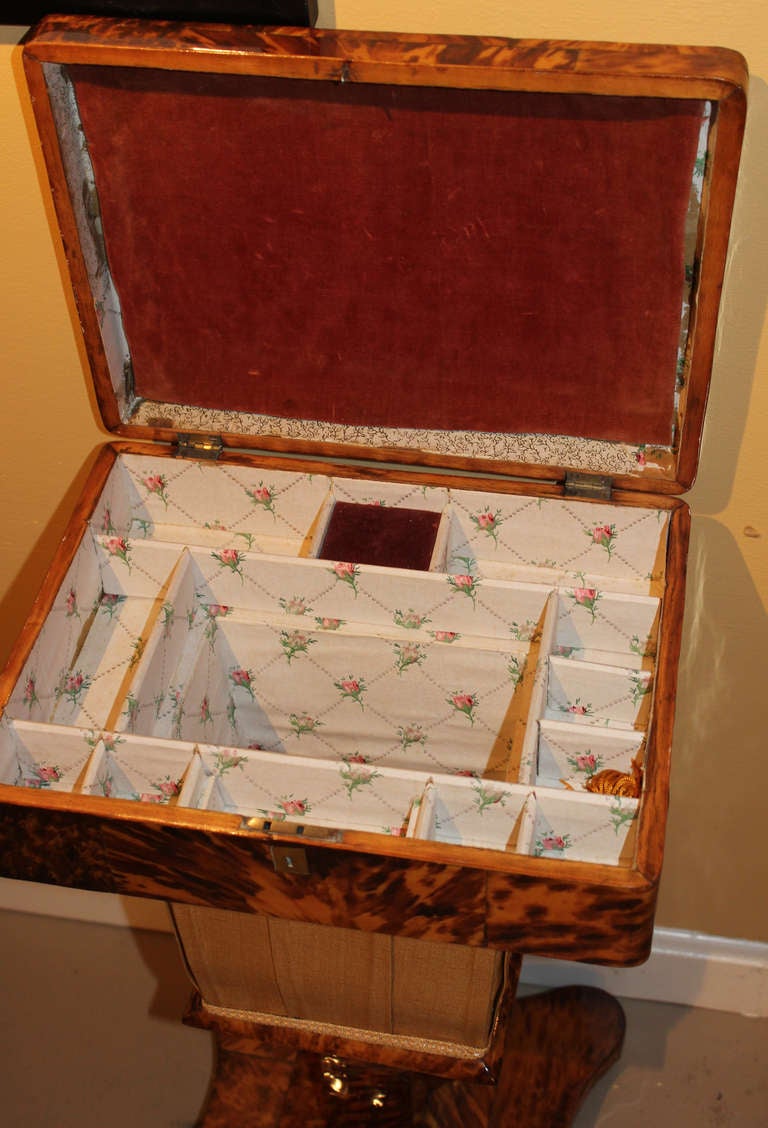 Tortoise Shell Sewing Box on Stand circa 1860 1