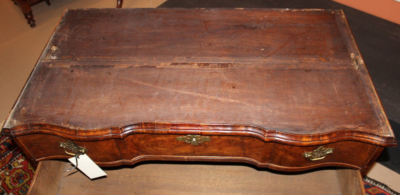 18th Century Blocked Serpentine Front Queen Anne Burled Walnut Slant Front Desk 3