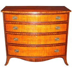 Antique Rare Federal Hepplewhite Cherry & Tiger Maple Chest