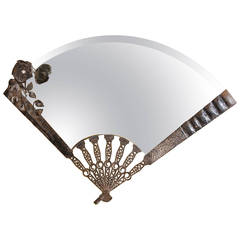 Metalwork Mirror in the Shape of a Folding Fan
