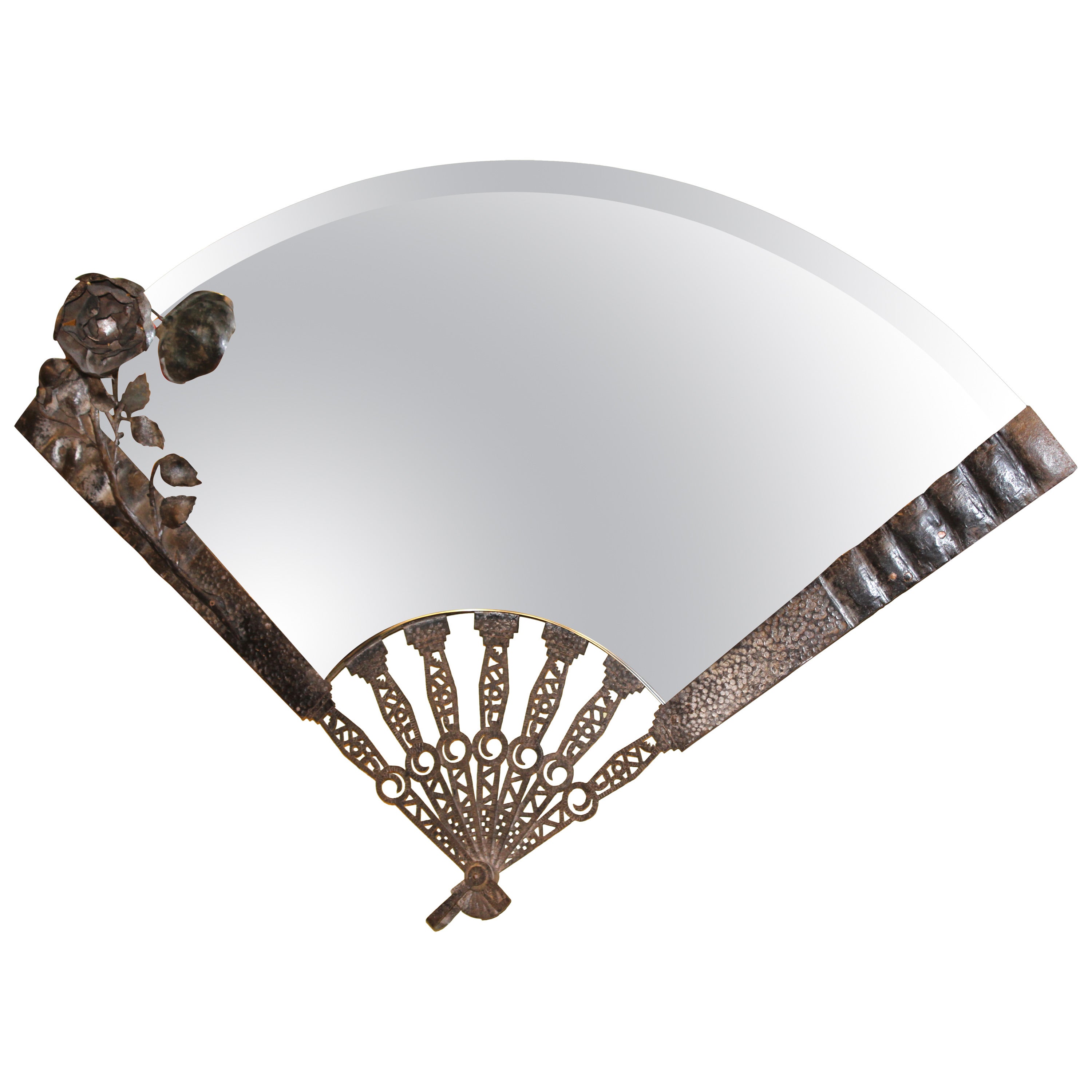 Metalwork Mirror in the Shape of a Folding Fan