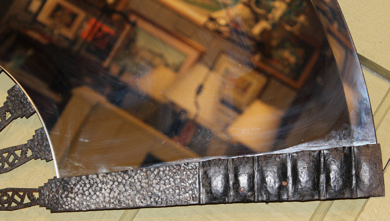 20th Century Metalwork Mirror in the Shape of a Folding Fan