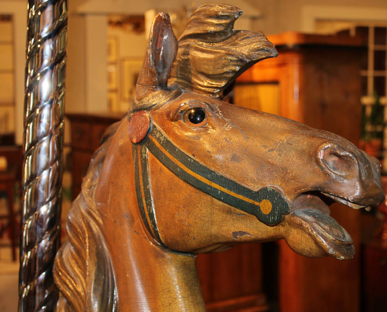 American Early 20th Century Muller Carved Polychrome Carousel Horse from San Francisco