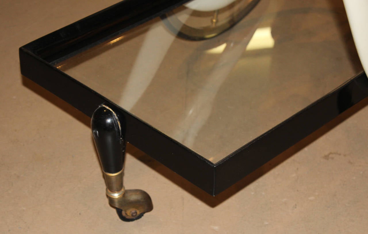 Tea Cart or Bar Trolley with Swans Designed by Aldo Tura, Italy circa 1960 In Excellent Condition In Milford, NH