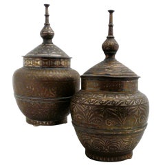 Persian Mixed Metal Covered Urns