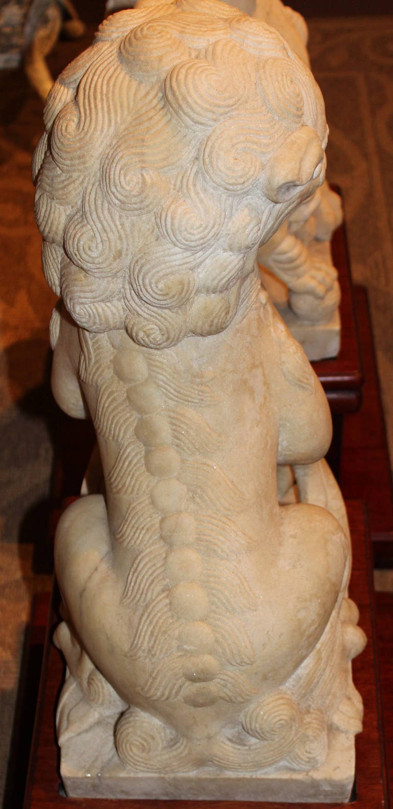 Pair of 19th-20th Century Chinese Carved Stone Foo Dogs 4
