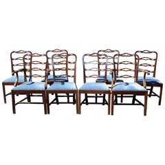 Antique Set of 8 Chippendale Style Mahogany Dining Chairs