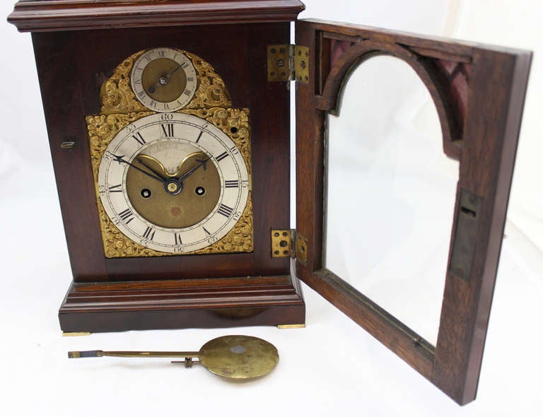 18th c English Edward Foster Mahogany Table or Bracket Clock For Sale 1