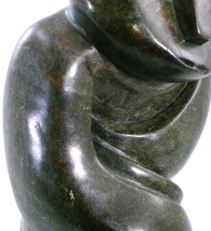 African Carved Stone Figural Rock Sculpture Inscribed Onsem M. 1