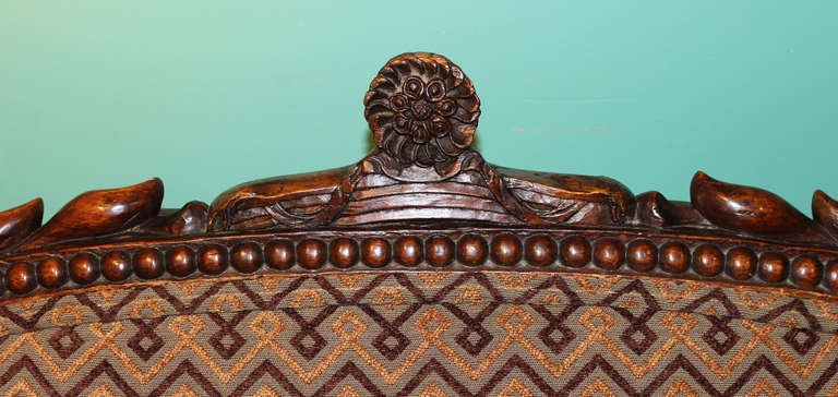 Anglo Indian Carved Wooden Settee In Excellent Condition In Milford, NH