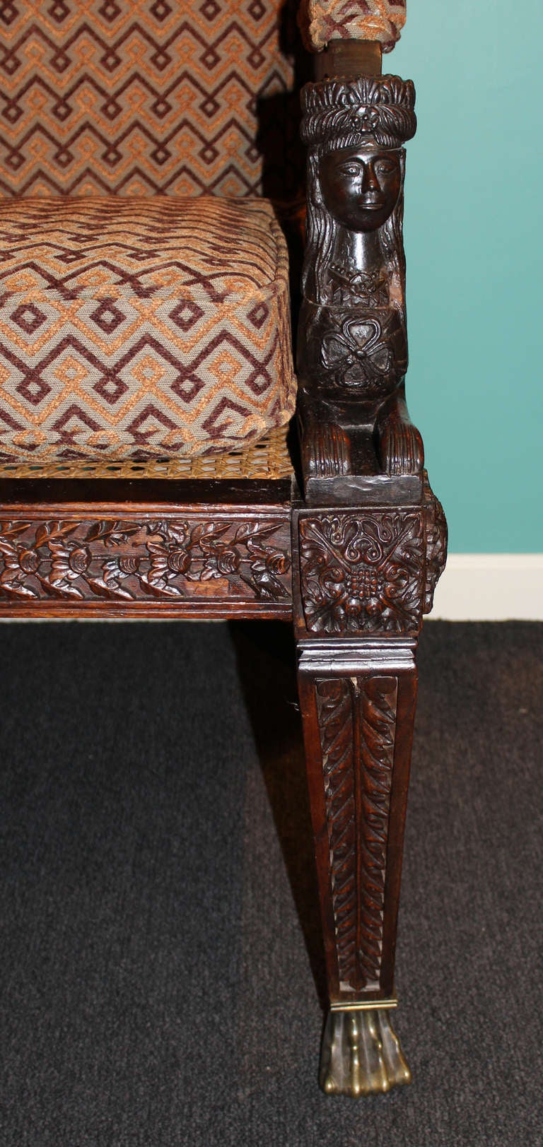 19th Century Anglo Indian Carved Wooden Settee