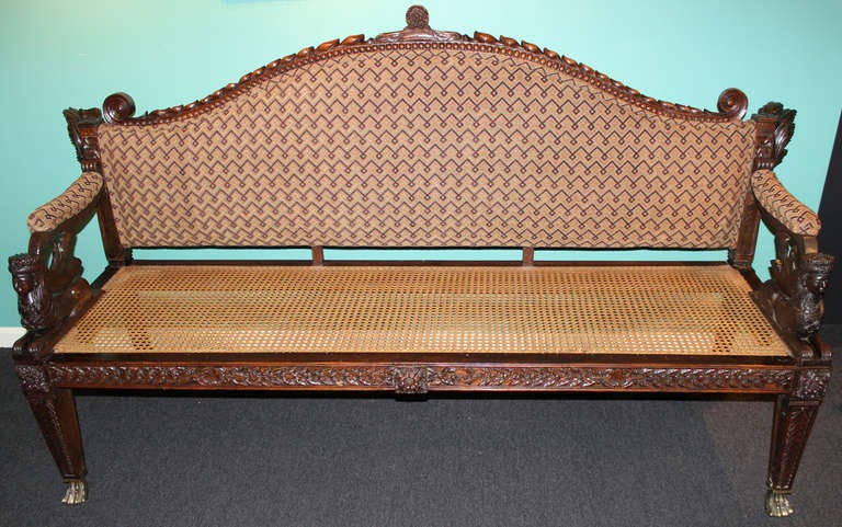 Anglo Indian Carved Wooden Settee 1