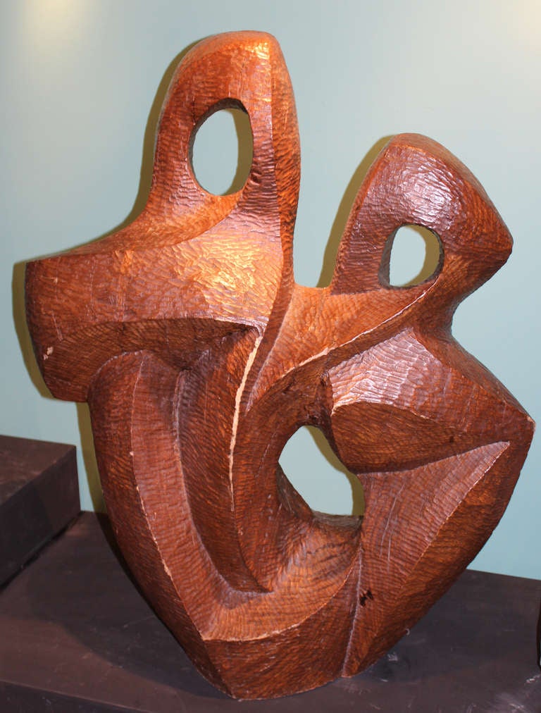 Folk Art Robert Hughes Abstract Sculpture Carved From Wood