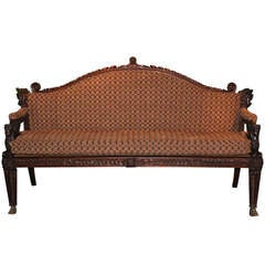 Antique Anglo Indian Carved Wooden Settee