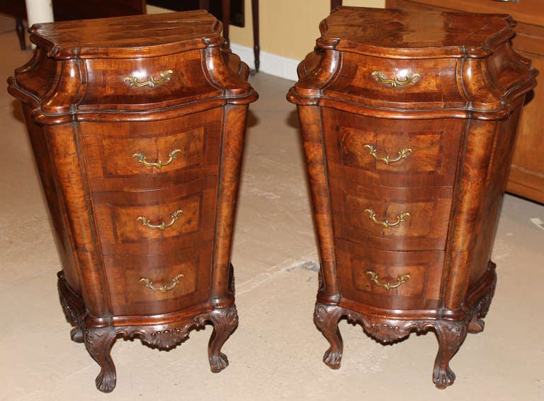 Pair of Italian Carved Walnut Commodes
