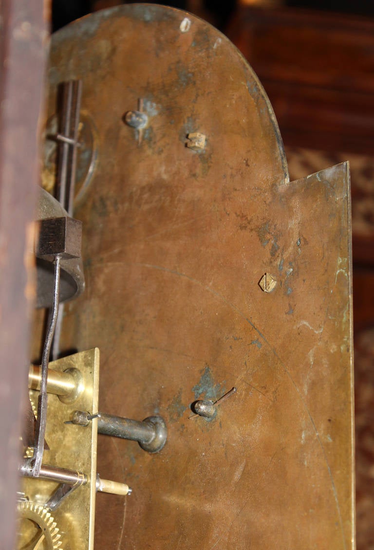 18th Century and Earlier John Wood, Grantham, England Late 18th Century Mahogany Tall Case Clock